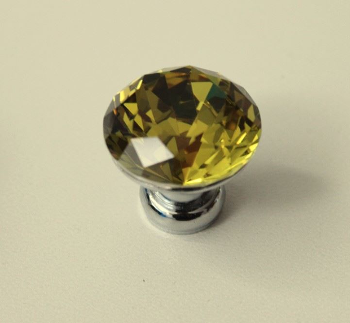 Drawer Knob Crystal - 30mm Yellow