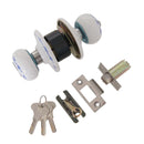 Decorative Door Knob Ceramic Handle Entrance Lock Latch With Keys- White Blue