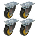Polyurethane Wheel Castor Set - 75mm with Bearings 4 Swivel