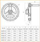 Handwheel W/Revolving Handle 250MM