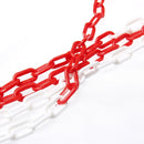 White and Red  Barrier Plastic Chain 6mm 25 meters