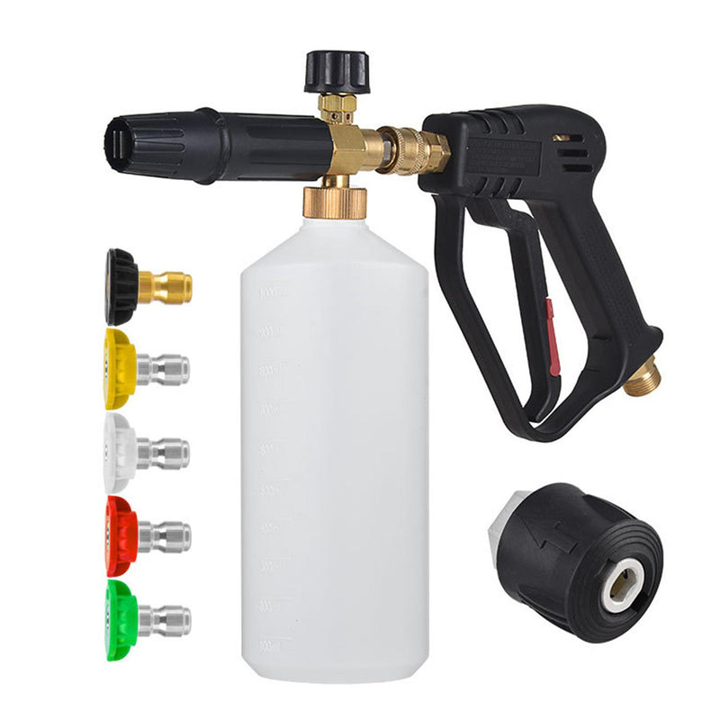 Pressure Washer Gun Pure Copper With Snow Foam 5 Tips, Fits 14mm /15mm & KR