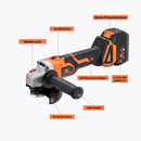 UNI-FIT Cordless Angle Grinder Brushless 2 Batteries 21V